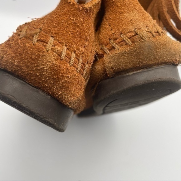 Vintage Moccasins Brown Suede Minnetonka Leather Booties Slippers Boots Size 7 - Picture 11 of 12